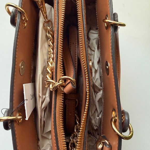 Calvin Klein Monogram Tan and Brown Satchel. NWT - Picture 4 of 9